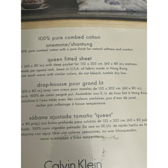 Calvin Klein Home Queen Fitted Sheet 100% Pure Combed Cotton Shantung Amethyst - Picture 3 of 5